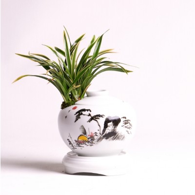 대국 산수화 백자항아리(도나랑)